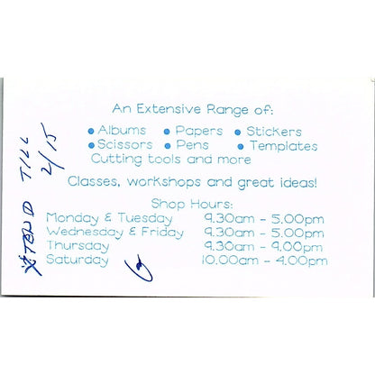 Scrapbook Magic Angie Shattock Victoria Australia Vintage Business Card SC9-B9