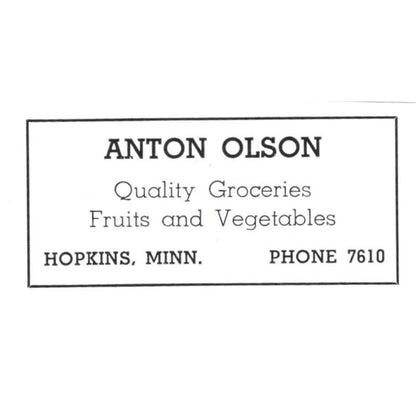 Anton Olson Groceries Hopkins MN 1940 Magazine Ad AF1-SS5