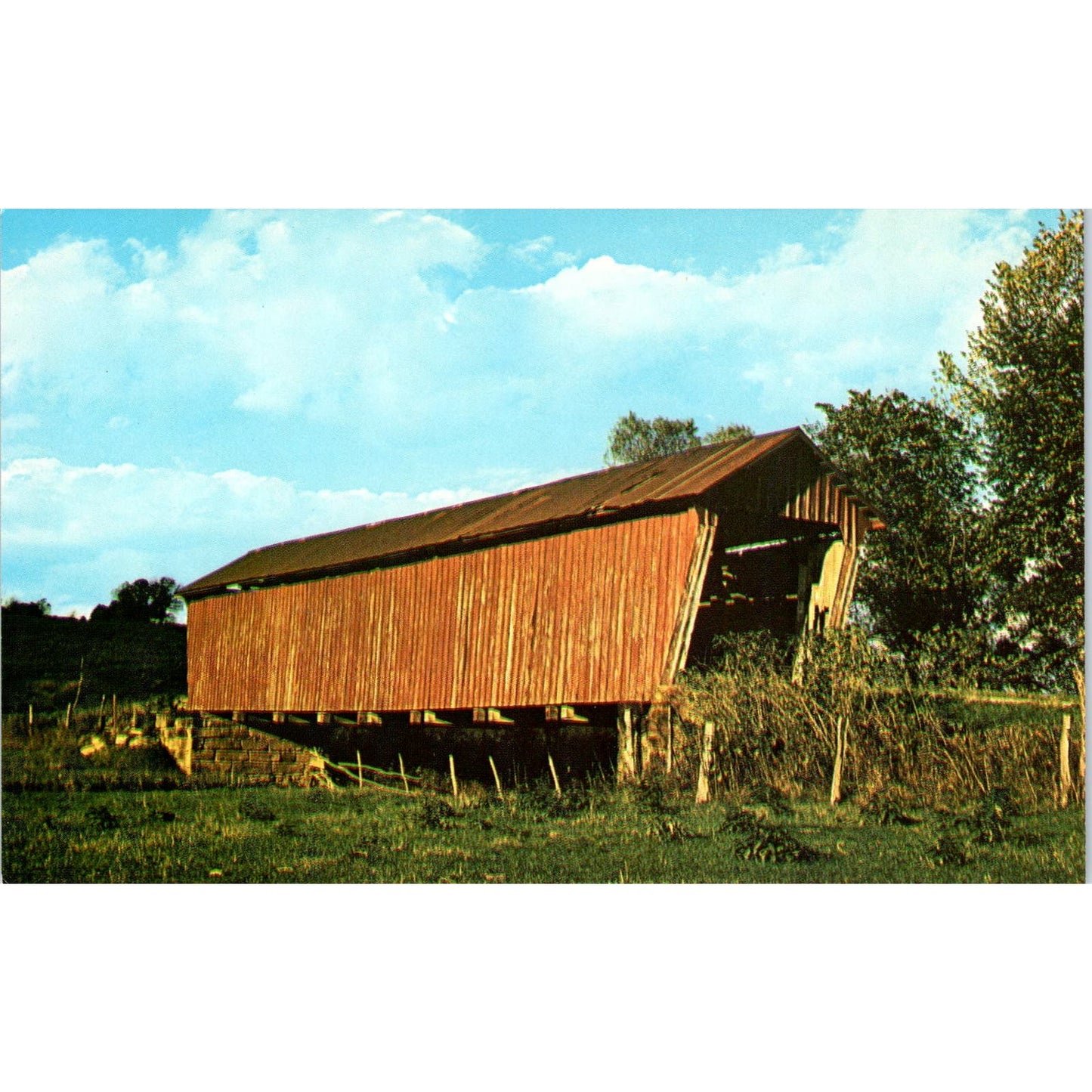 Noble County #34 Parrish Bridge Sharon OH Covered Bridge Postcard PB10