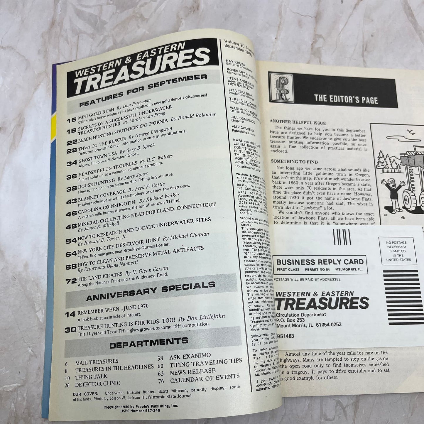 1986 Sept - Western & Eastern Treasures Magazine - Treasure Hunting Gold M12