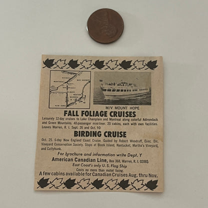 American Canadian Line Fall Foliage Cruise Warren RI 1971 Magazine Ad SAG4-S15