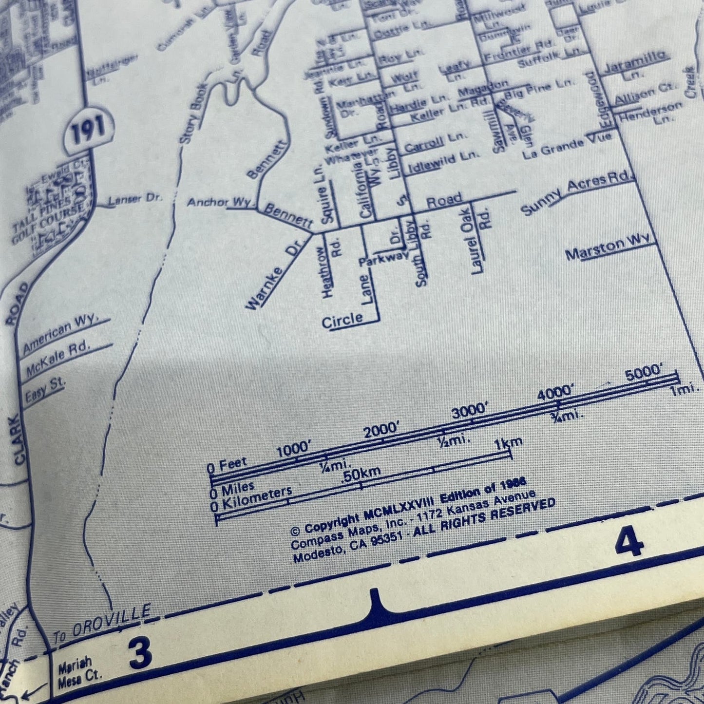 1986 Oroville Title Company Map of Butte County CA Fold Out Map TG9-E2