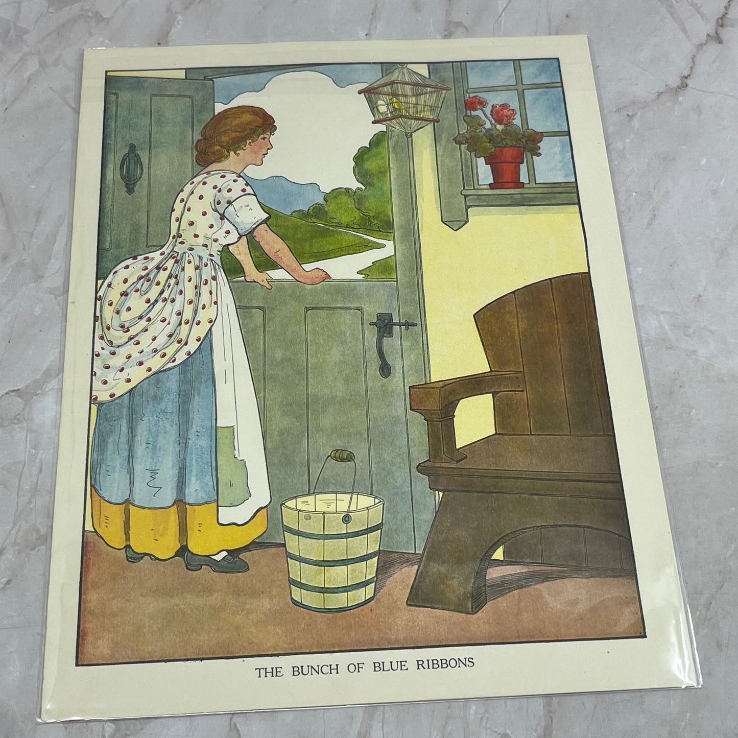 The Bunch of Blue Ribbons Mother Goose Nursery Rhyme Vintage Print Wright FL6-9