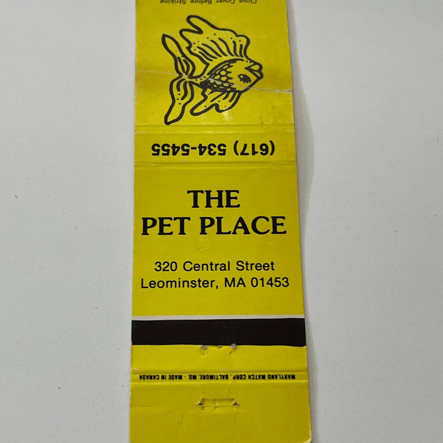 The Pet Place Leominster MA Vintage Matchbook Cover TB6-MB1-14