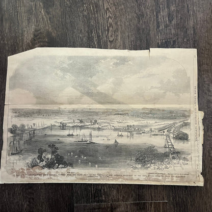White House Landing Pamunkey River Army Original 1863 Civil War Engraving C91
