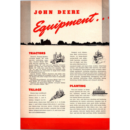 1949 John Deere Quality Equipment 2 Page Ad I16