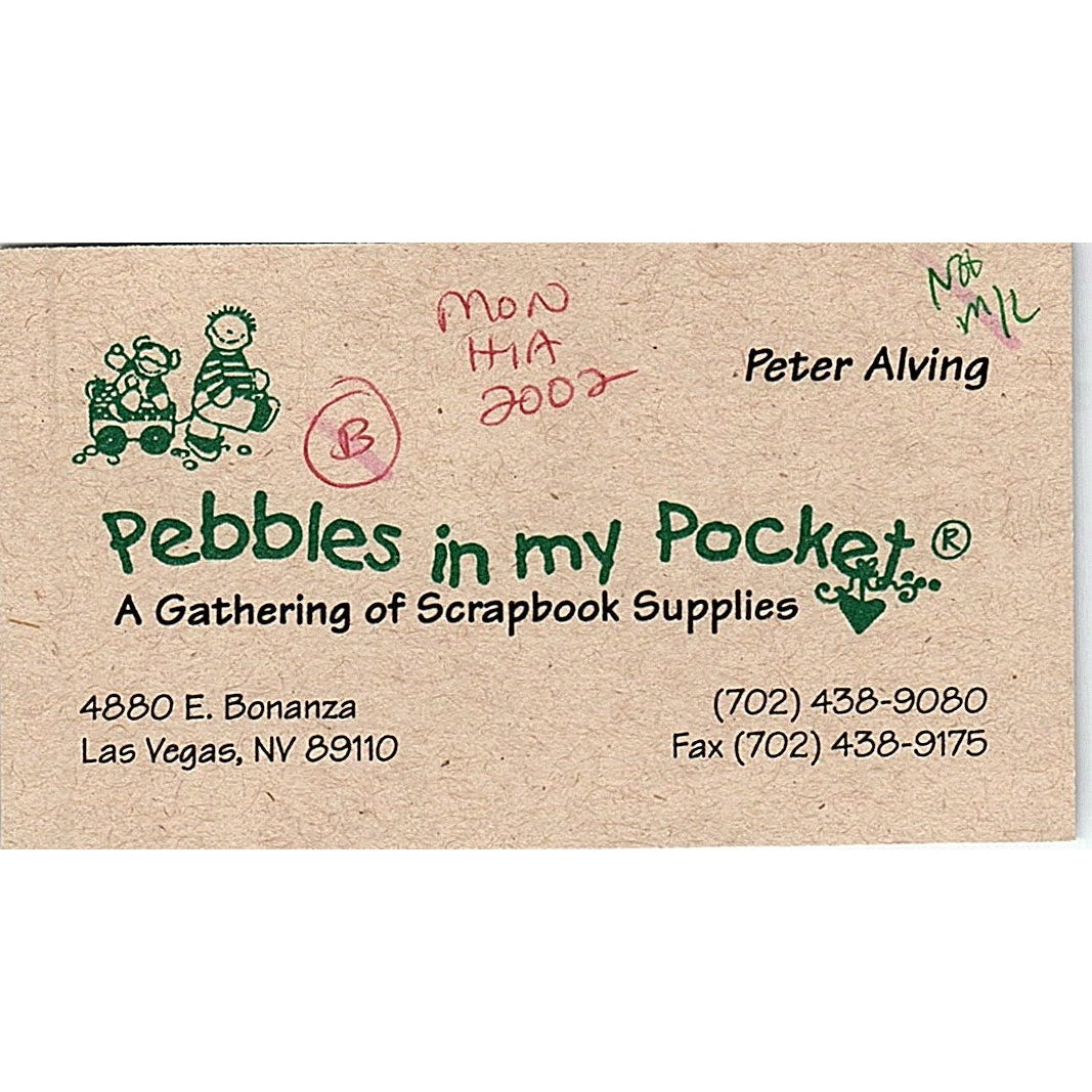 Peter Alving Pebbles in my Pocket Scrapbook Las Vegas Vtg Business Card SC9-B11
