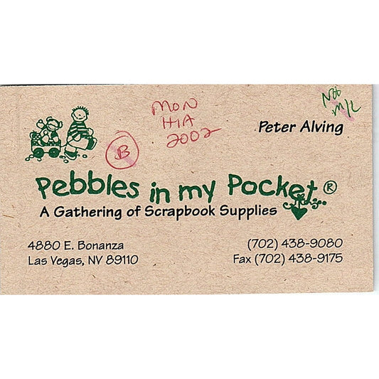 Peter Alving Pebbles in my Pocket Scrapbook Las Vegas Vtg Business Card SC9-B11
