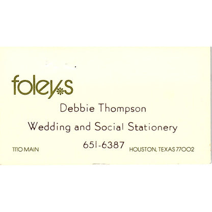 Foleys Debbie Thompson Wedding Social Stationery Houston TX Business Card SB4-B8