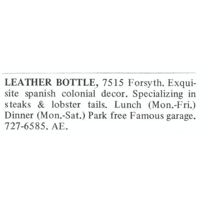 Leather Bottle Spanish Restaurant St. Louis 1971 Magazine Ad AD8-O1