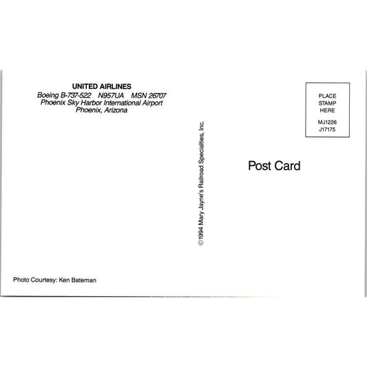 United Airlines Boeing B-737-522 Vintage Postcard PC19