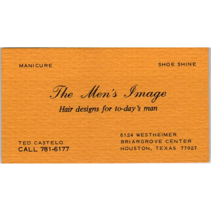 The Mens Image Ted Castelo Houston TX Vintage Business Card SD8-B9