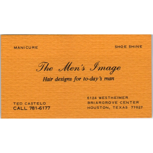 The Mens Image Ted Castelo Houston TX Vintage Business Card SD8-B9