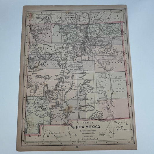 Map of New Mexico and Oklahoma 1894 Map SV1-6