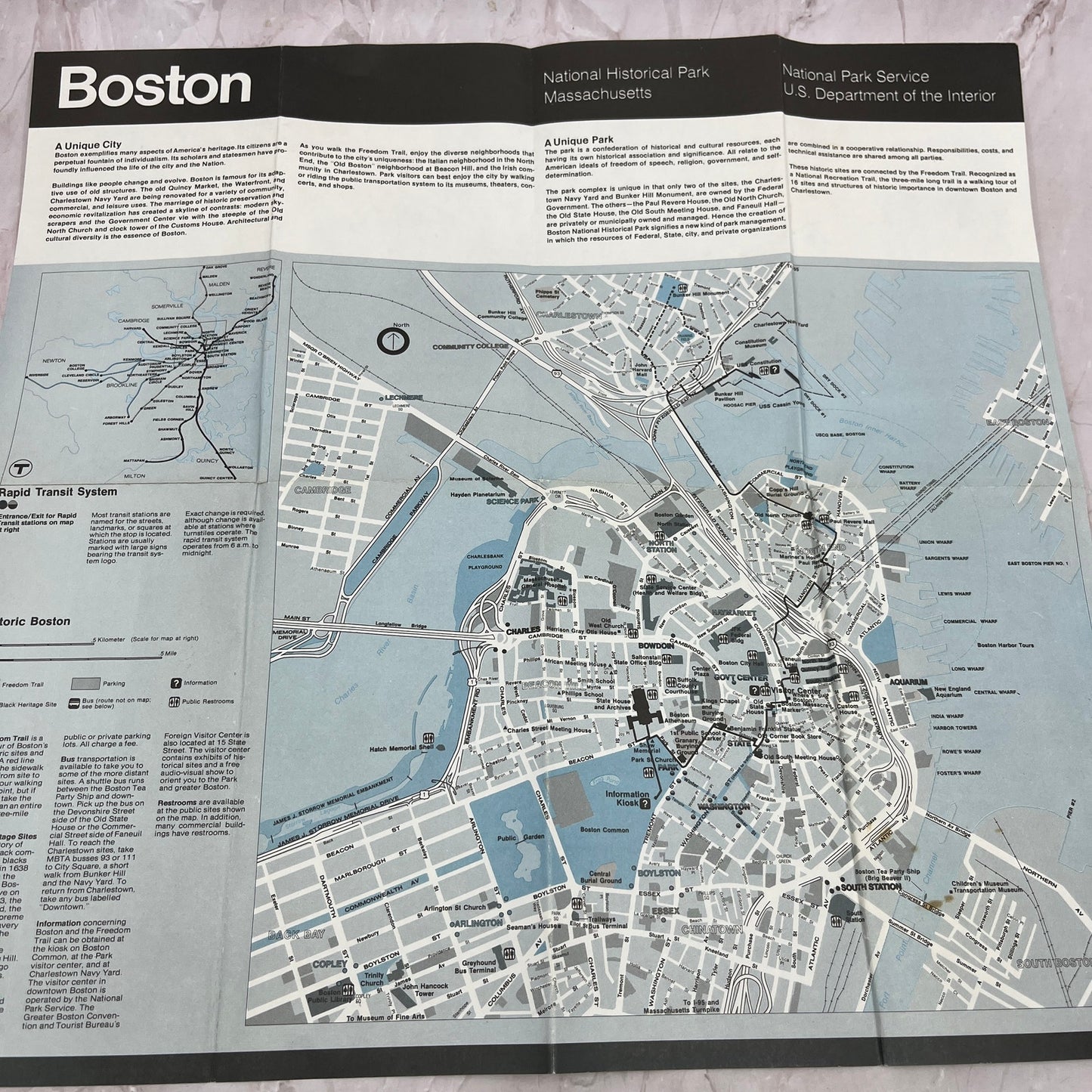 1970's Boston National Historical Park MA Fold Out Map TH9-TM2