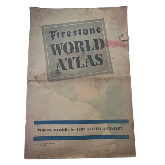 1944 Firestone World Atlas WWII Era Maps 11x16" TG2-OB