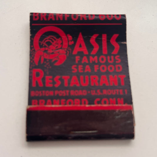 Oasis Famous Seafood Restaurant Branford CT Vintage Matchbook Cover TB8-MB-6