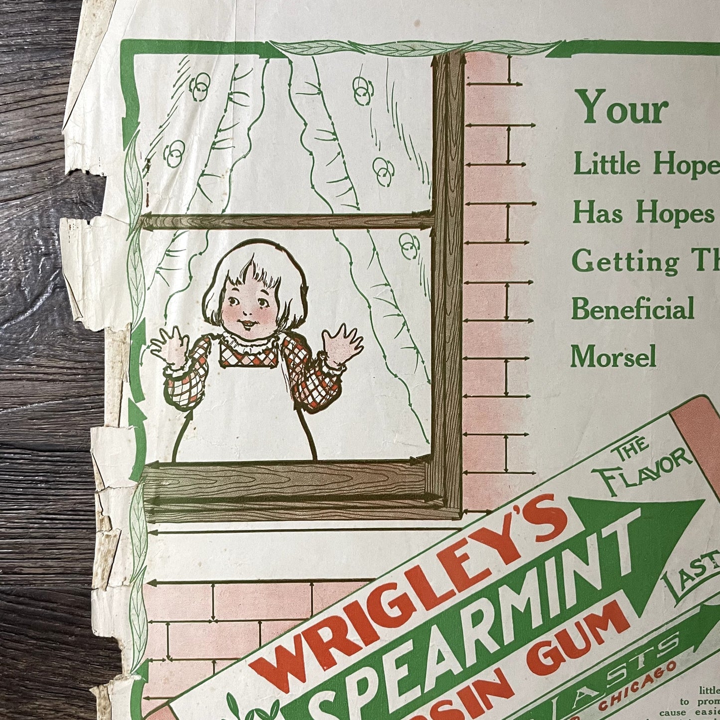 c1915 Wrigley's Spearmint Pepsin Gum Vintage Magazine Ad 10x14 V11