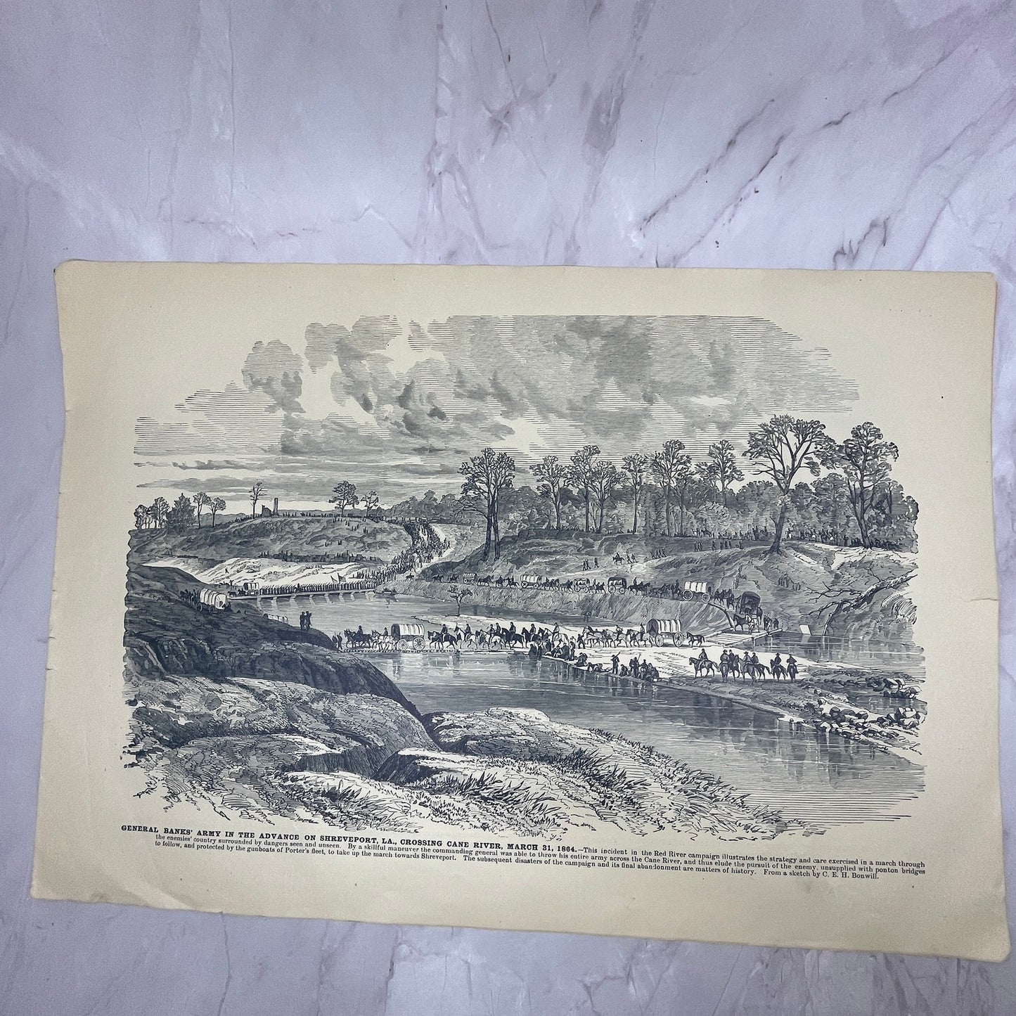 Gen. Banks' Army Advance on Shreveport, Naval Practice Battery Engraving V14-5