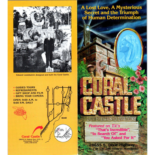 1980s Coral Castle Love Turned to Stone Homestead Florida Travel Brochure TF4-BA