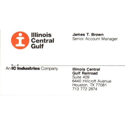 Illinois Central Gulf Railroad James T. Brown Vintage Business Card SD4-B4