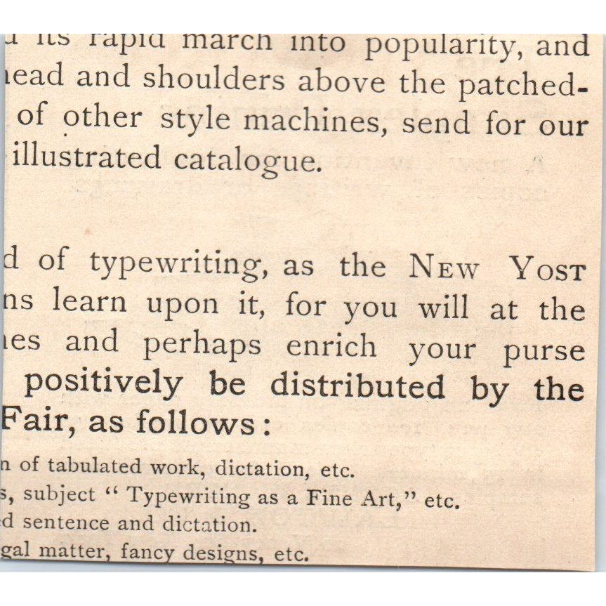 Simplex Printer Lawton & Co Vesey St. NY 1892 Magazine Ad AB6-4