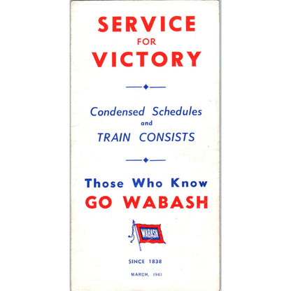 1943 WWII Wabash Railroad Timetables Condensed Schedules AB9