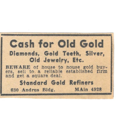 Standard Gold Dealers Andrus Building 1935 Minneapolis Journal Ad AE7-H2