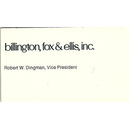 Billington, Fox and Ellis, Robert W. Dingman Vintage Business Card SB4-B2