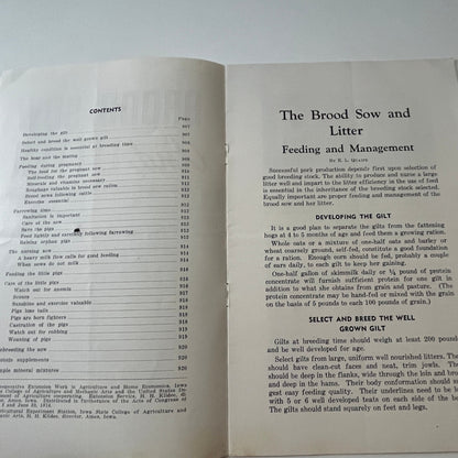 Brood Sow & Litter Feeding and Management 1948 Ames IA Farmers Bulletin TK2-XB3