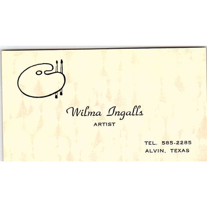 Wilma Ingalls Artist Alvin Texas Vintage Business Card SE3-B11