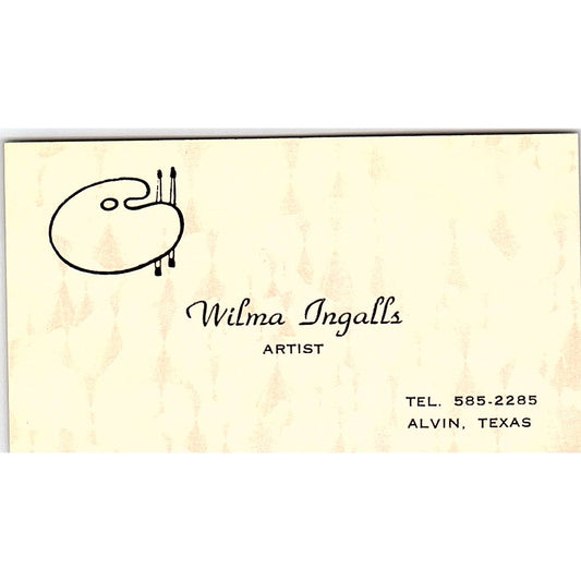 Wilma Ingalls Artist Alvin Texas Vintage Business Card SE3-B11