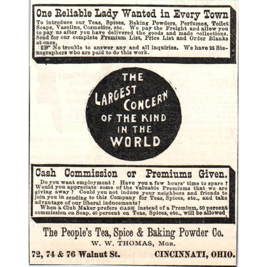 The People's Tea, Spice & Baking Powder Co Cincinnati c1905 Advertisement AE7-A3