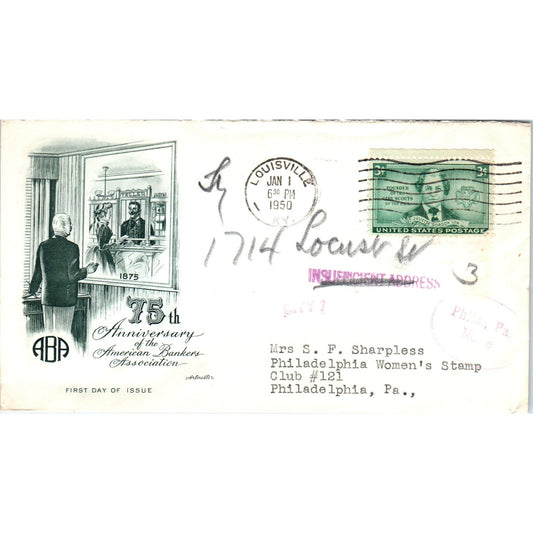 1950 ABA American Bankers Association 75th Louisville Postal Cover TI5-PC1