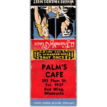 Palm's Cafe Red Wing Minnesota Vintage Matchbook Cover SD4-Y8