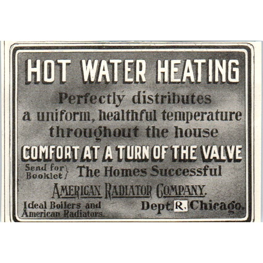American Radiator Company Hot Water Heating c1905 Original Advertisement AE7-A2