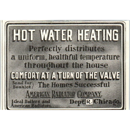 American Radiator Company Hot Water Heating c1905 Original Advertisement AE7-A2