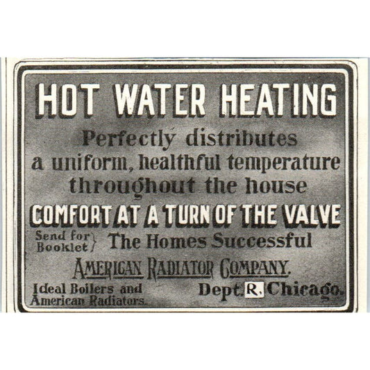 American Radiator Company Hot Water Heating c1905 Original Advertisement AE7-A2