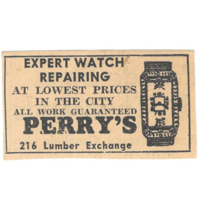 Perry's Expert Watch Repair 1935 Minneapolis Journal Advertisement AE7-H3