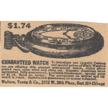 Walters & Young Co Chicago Stopwatch Offer 1923 Magazine Ad Clip AE1-6