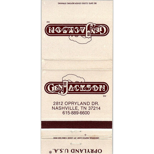 Gen Jackson Restaurant Opryland Nashville TN Vintage Matchbook MM4-10