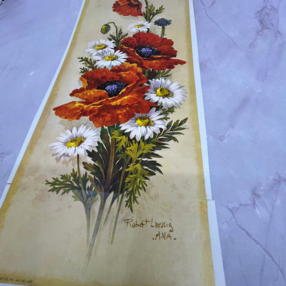 Poppy Floral Botanical Print Robert Laessig Lithograph 5x16" Art Print V22