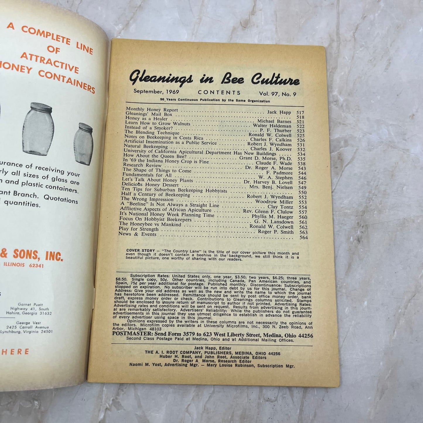 1969 Sept Gleanings in Bee Culture Magazine Bees Beekeeping Honey TD7