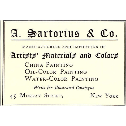 A. Sartorius & Co Artist Materials 45 Murray St NY - 1906 Ad AF5-3