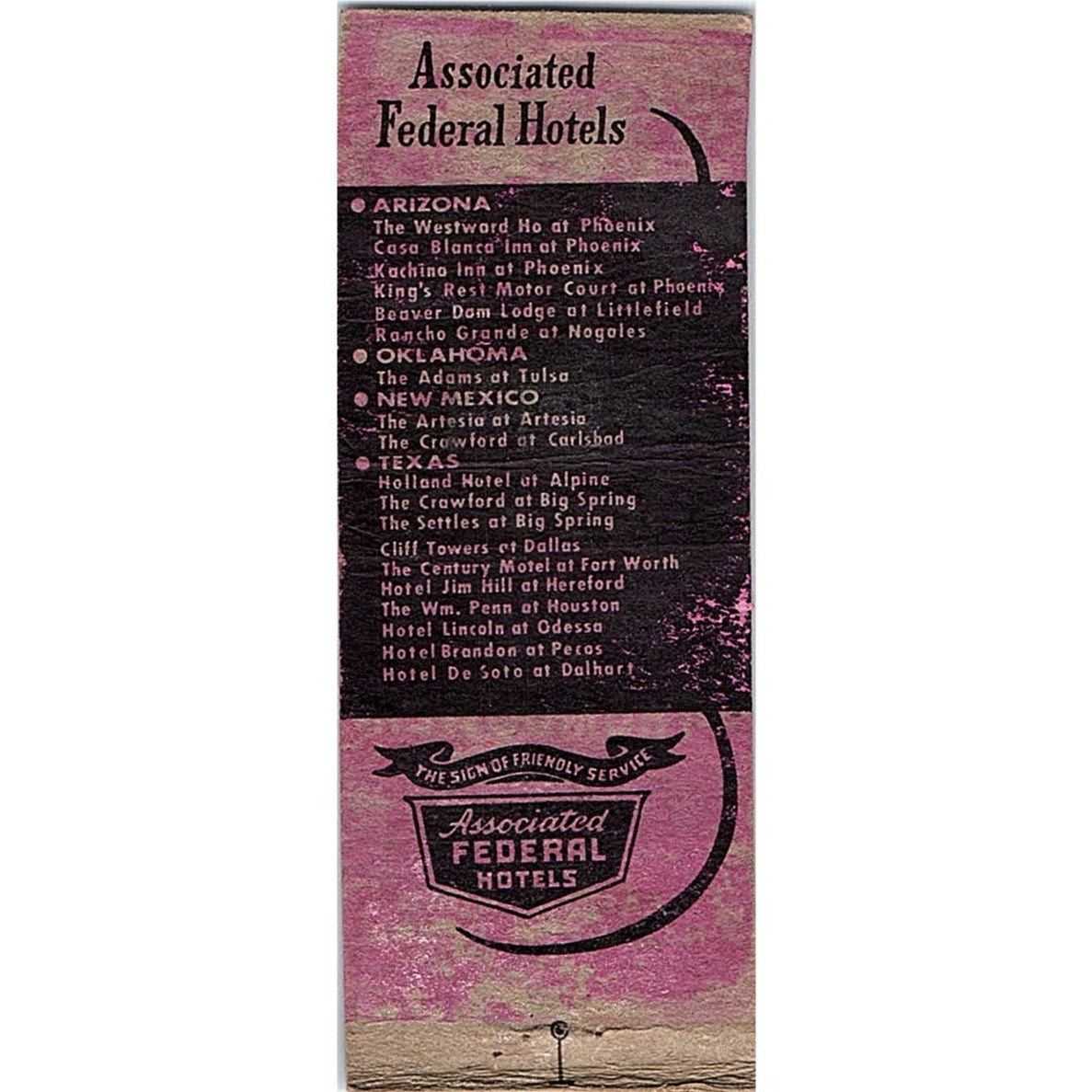 Hotel Crawford Carlsbad NM Vintage Matchbook Cover SC7-Y1