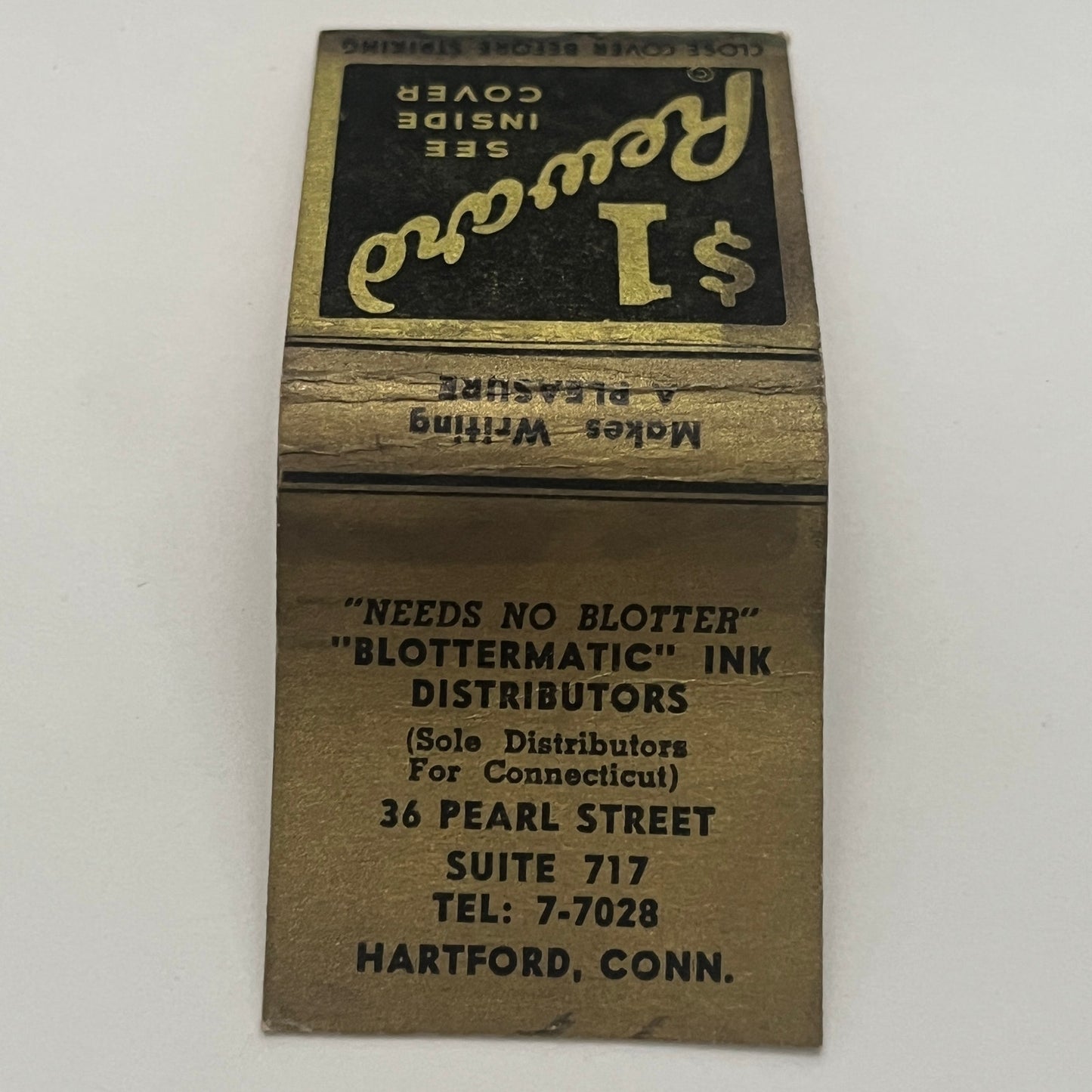 Blottermatic Ink Distributors Hartford CT Vintage Matchbook Cover TB8-MB2-1