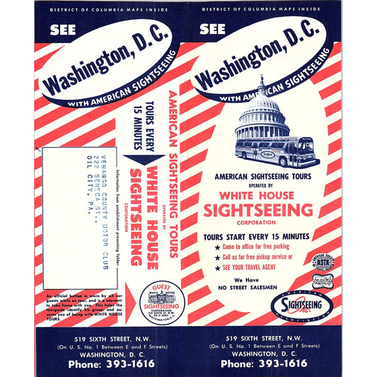 Washington DC White House Sightseeing Vintage Travel Brochure TH2-TB5