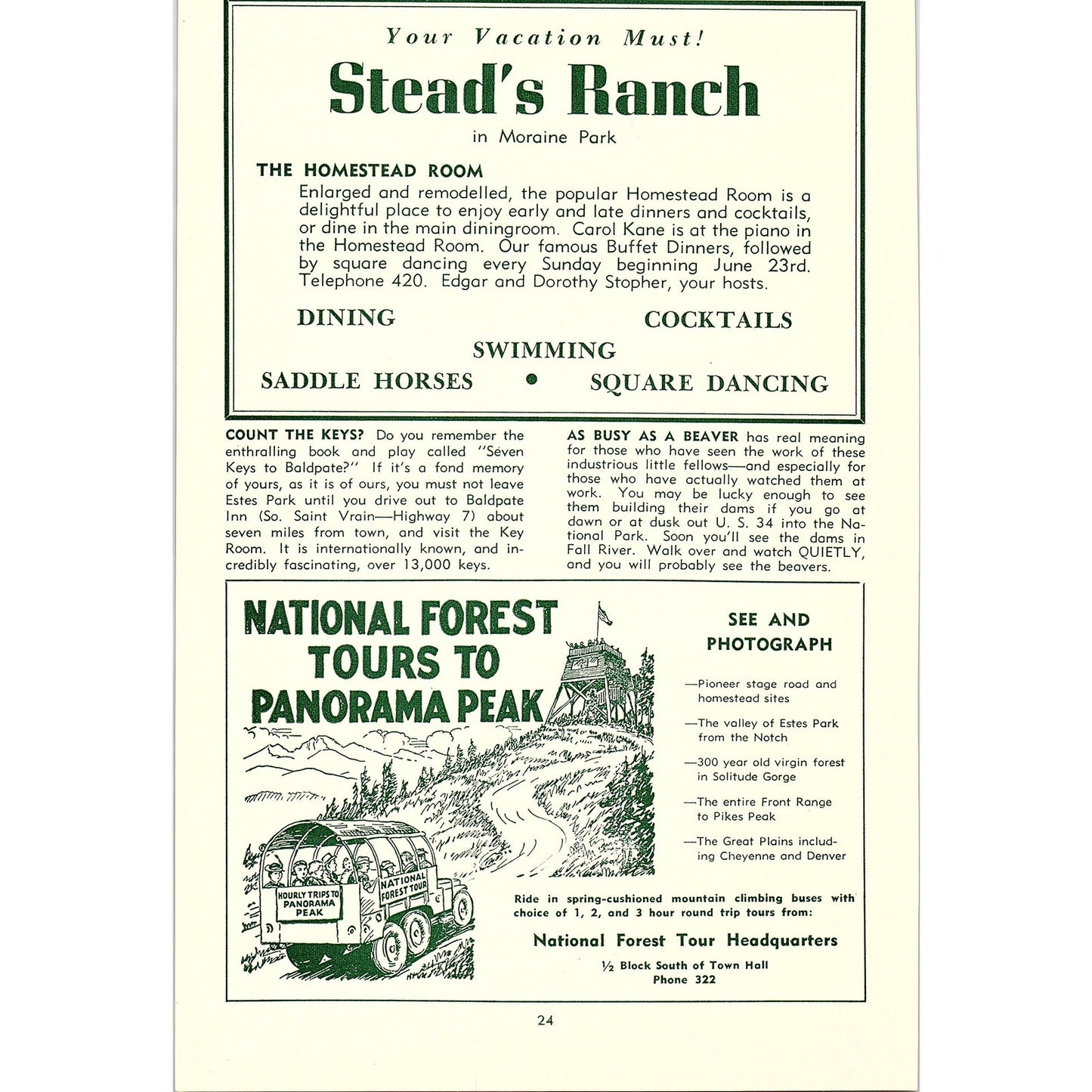 Monty's Restaurant Edward Schubert Henry M Lynch 1957 Estes Park CO Ad AG4-1
