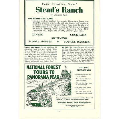 Monty's Restaurant Edward Schubert Henry M Lynch 1957 Estes Park CO Ad AG4-1