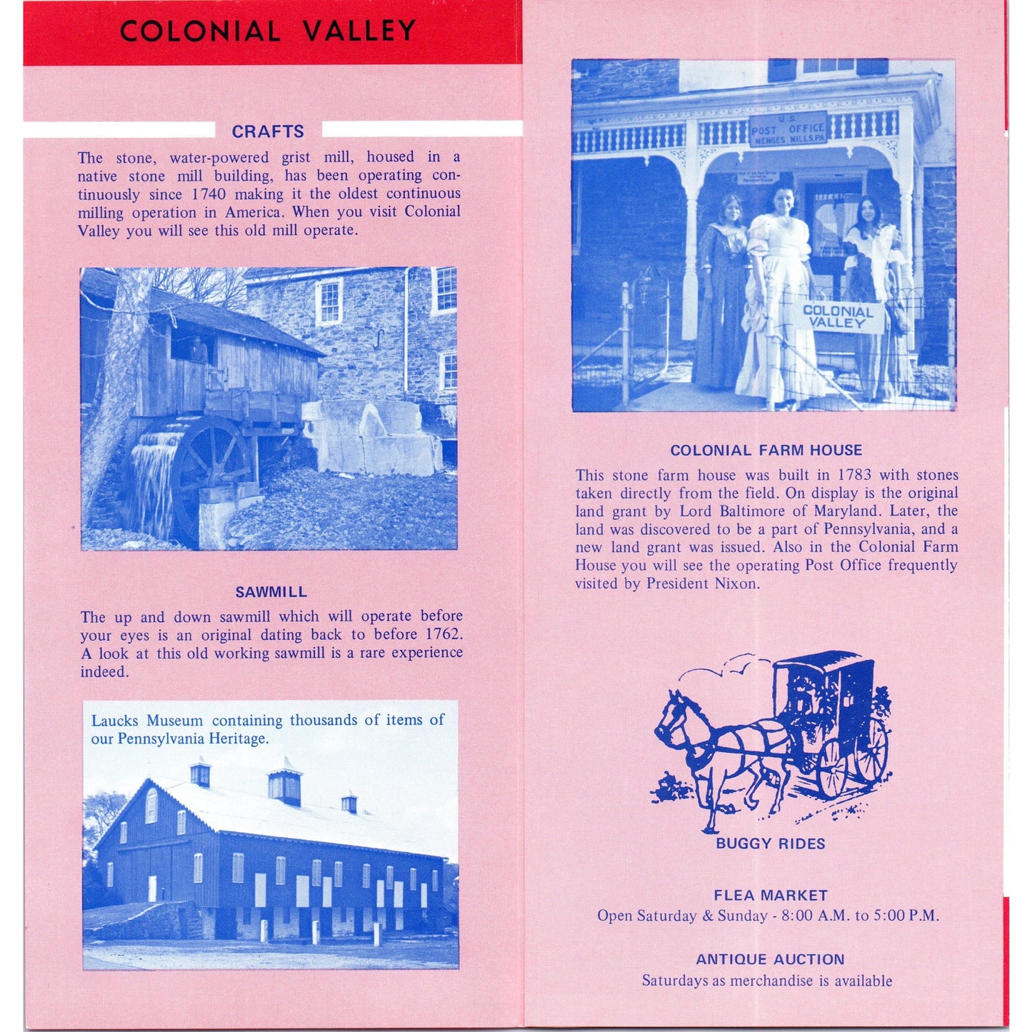1970s Colonial Valley Menges Mills Pennsylvania Brochure TF4-BB